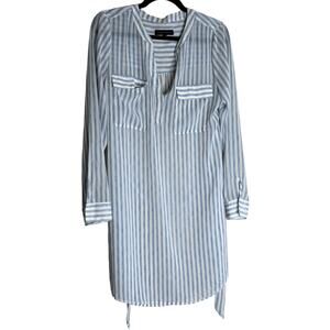 Sanctuary Sheer Shirt Dress Women Medium Blue White Striped Nautical Coastal